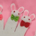 ウサギの親子（白）手遊びセット（お話し手袋）