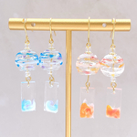 風鈴ピアス レジン ハンドメイド 透明 涼しげ 和風 夏アクセサリー 夏祭りヨーヨーモチーフ