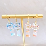 風鈴イヤリング ハンドメイド 透明 涼しげ 和風 夏アクセサリー 夏祭りヨーヨーモチーフ