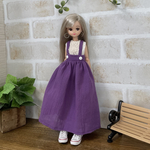 NO,534リカちゃん服  すみれ色　ふんわりシフォンスカート　ノースリーブ　レーストップス　オシャレ　初夏のお出かけコーデ　リアルクローズ