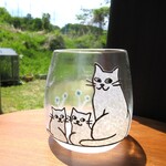 極楽寺がらす工房　猫グラス＊白猫の親子