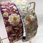 新作🎉 インド刺繍リボン カチューシャ　No.A068水色