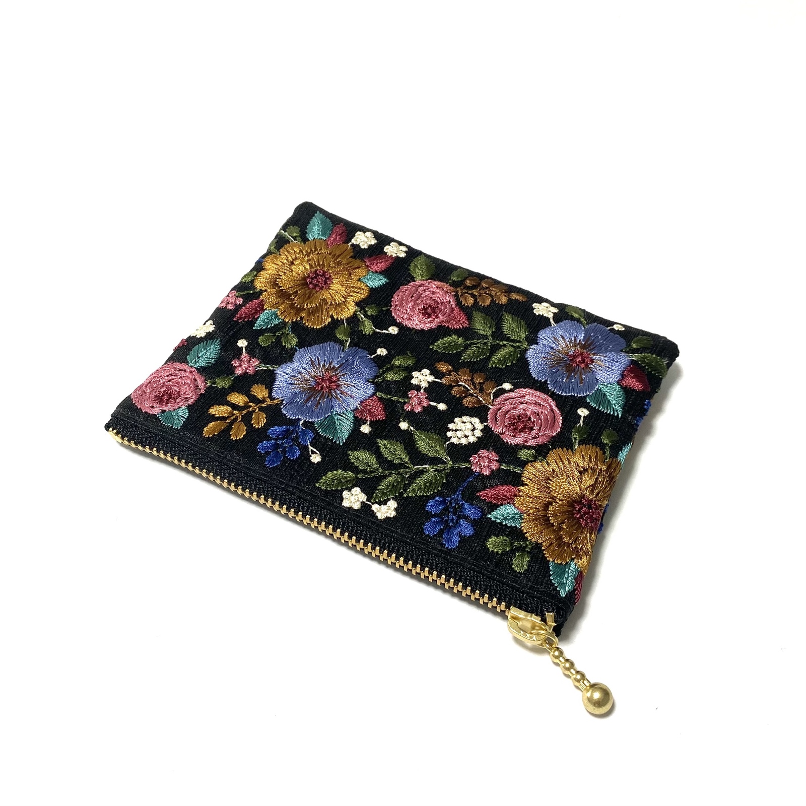 リップポーチ　ポーチ　ミニポーチ　インド刺繍　リボン　ブラック　927-9 リップポーチ ポーチ ミニポーチ インド刺繍 リボン ブラック