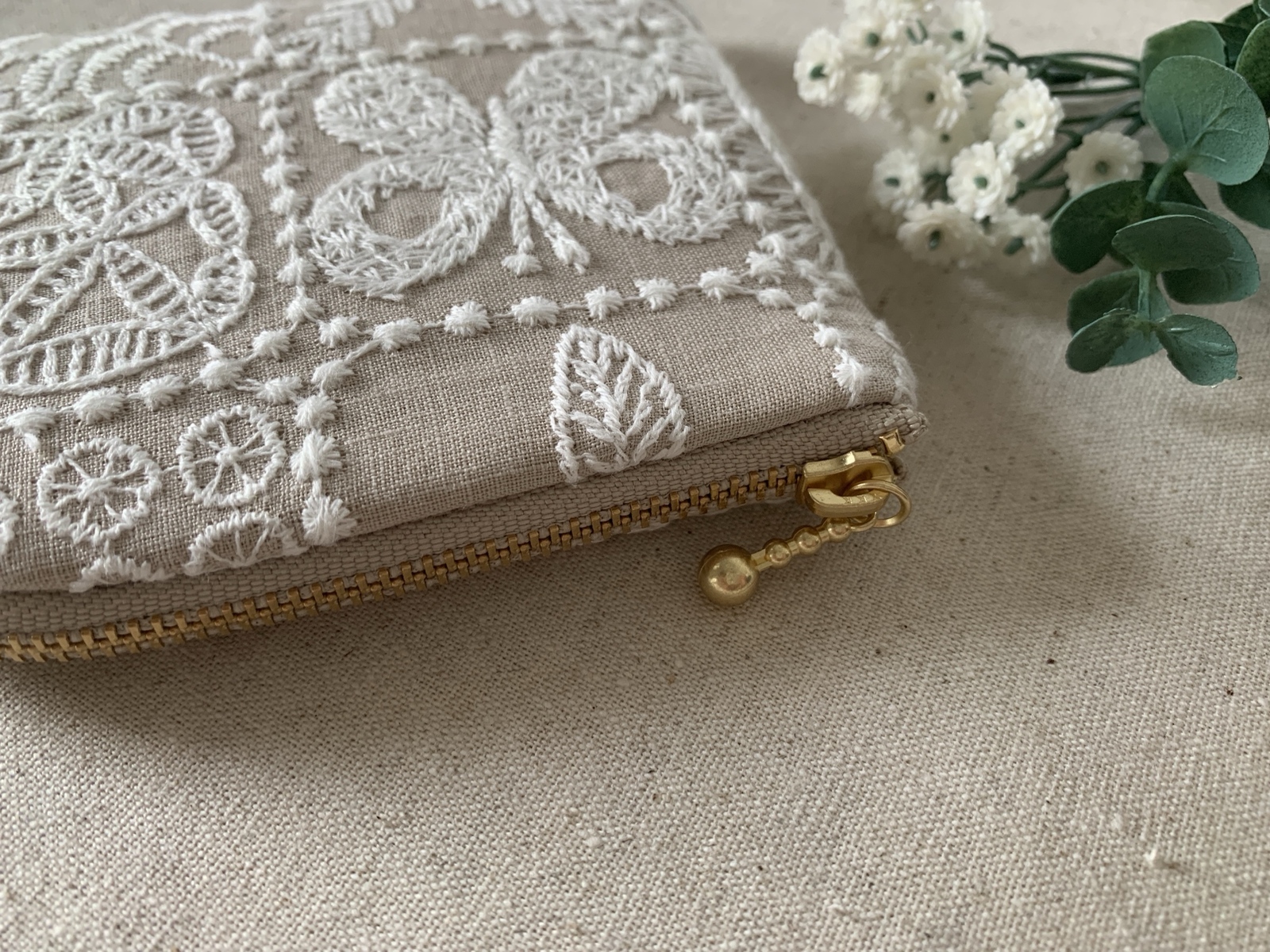 ミナペルホネン フォレストタイル ベージュ ハンドメイド ミニ財布