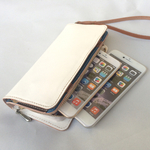☆パステルカラー栃木レザー使用☆スマホ収納可能ストラップ付きウォレット 