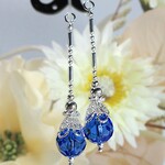 ✰☆エスニック・シルバー（青）☆ロングピアス（樹脂フック）