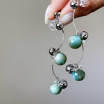 " marble wave "    ピアス　イヤリング　ロング　ブルー　ブラウン　マーブルビーズ　シルバーアクセサリー　クリア　金属アレルギー対応