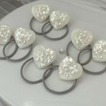 キッズ Jewelry tie ホワイト ハート リボン キッズヘアアクセサリー ヘアゴム お揃い