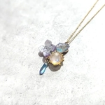雨粒を纏う紫陽花ペンダント〜むらさき