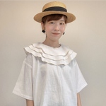 五分袖 ミルフィーユ衿のブラウス