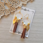 ベージュタッセル&リーフ🌟秋フープピアス