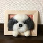 羊毛フェルト 額縁犬 シーズー