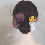 胡蝶蘭 ワイン 髪飾り／ウェディング 結婚式 前撮り撮影 七五三  成人式 卒業式