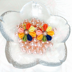 つまみ細工のイヤリング(ピアス)☆オレンジ☆浴衣にも♪