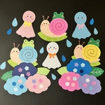 ⭐︎壁面飾り　6月　あじさい　紫陽花　梅雨　かたつむり　てるてるぼうず　ハンドメイド　保育園