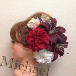 和装ヘッドドレス✾ワインレッド