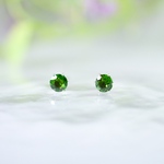 【クロムダイオプサイトのお守りピアス】緑 / 4mm / 天然石 / 金属アレルギー対応 / つけっぱなしok