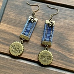デニム＆ドリンクキャップピアス　金古美　デニムリメイク　959