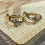 1755 90s VINTAGE EARRING   ハートフープヴィンテージ　イヤリング　アンティーク  フラワー　大ぶり　クリップコスチューム　ゴールド　丸　ギフト　メンズ　パーティー