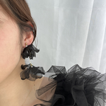  " fuwari 〜black" ブライダルアクセサリー　結婚式　お呼ばれアクセサリー　ブライダルピアス　ブライダルイヤリング　カラードレス　ブラックドレス　ウエディング　二次会　大ぶり