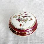 【10%OFF済｜セール中】ボンボニエール　クジャクと枝花　Limoges 　えんじ縁金彩　 12OTds8