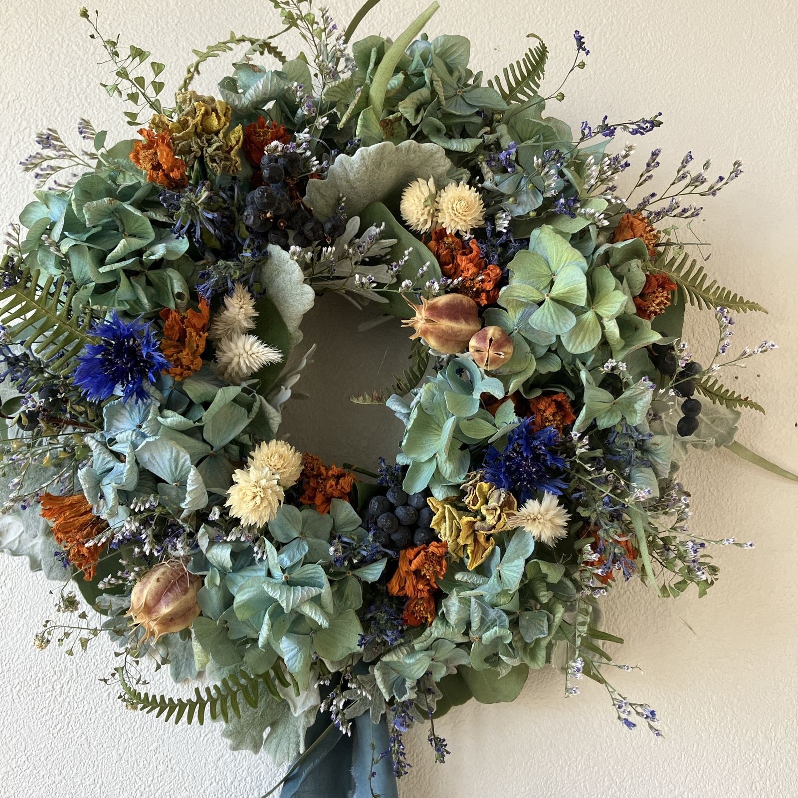 38㎝　パンパスグラスとススキの秋のリース　ドライアンドラ　ソラナムパンプキン 38㎝ パンパスグラスとススキの秋のリース ドライアンドラ ソラナム