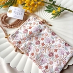 【12㌢ファスナー】一緒にお出かけしたいインド刺繍のスマホポシェット　パステル　母の日　ギフト　誕生日　古希　喜寿　還暦　散歩　旅行　着物　敬老の日