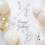 ハーフバースデー　Happy  Birthday　誕生日　飾り　妖精　ハート　ハッピーバースデー　バースデーフォト　ベビーフォト　ワイヤークラフト　ワイヤーアート　風船　バルーン　飾り付け　装飾　
