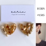 【#1585】ハート　シェル　コットンパール　ハンドメイド　アクセサリー　ピアス　イヤリング　大ぶり　ブライダル　結婚式　入学式　卒業式　成人式