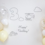 ﾊﾞｰｽﾃﾞｰ＆ﾊｰﾌﾊﾞｰｽﾃﾞｰ 誕生日/ヘリコプター/乗り物/出産祝い/誕生日飾り/男の子/タペストリー/ワイヤークラフト/ワイヤーアート/風船