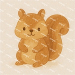 【秋】リスのイラスト【正方形サイズ】