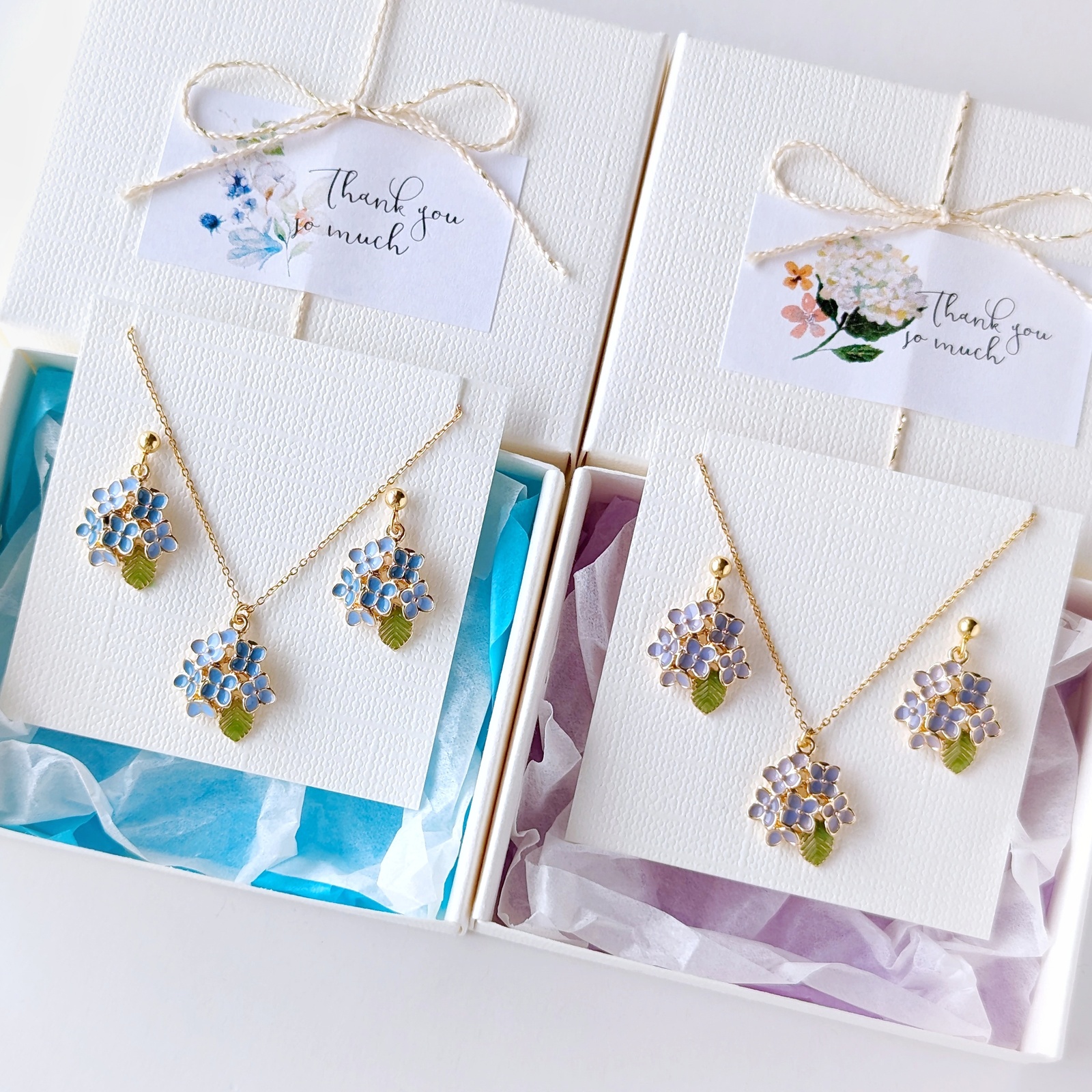 《選べるカラー》✳2点セット✳ 小ぶりな紫陽花の1粒ピアス/イヤリング＆ネックレスセット (送料無料)