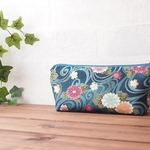 メガネケース（ペンケース・コスメポーチにも）水と和の花柄