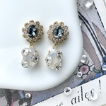 rétro daisy “smoke sapphire × ice opal” pierce / earring