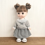 レースカラーロゴスウェット＆チェックスカート♡メルちゃんソランちゃんハンドメイド服