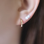 天然石のカットのような ミニ フープ ピアス イヤリング  ピアスに見える 誕生日 母の日 ギフト 金属アレルギー対応 小さいフープ 純チタン 
