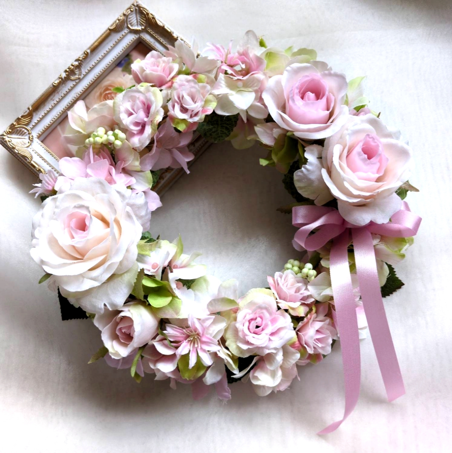 melody♪作品２点♡アーティフィシャルフラワーリース♡玄関リース♡造花 玄関リース アーティフィシャル - フラワー・ガーデンの人気通販