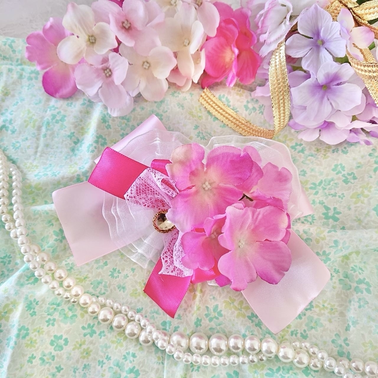 ♡ハンドメイド♡犬服♡紫陽花コサージュワンピース♡ピンク 紫陽花 - ペットグッズの人気通販 | minne 国内最大級の