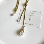 頭から被れるパールとジルコニアのスライダーネックレス/72cm/サージカルステンレス/gold