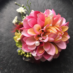 和装に似合うアンティークダリアとミンクファーのヘッドドレス　~ fur Pink~