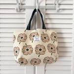 横長ぷっくりトートバッグ　/  シンプルフラワー【アイボリー】