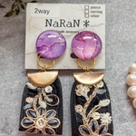 047≫アルコールインクアート【nara】2wayインド刺繍リボンタッセルイヤリング