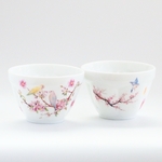 桜と小鳥の湯呑みセット ／ペア カップ ギフト 母の日 プレゼント 花 お茶