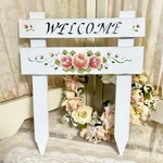 薔薇のガーデンフェンス　welcome トールペイント 