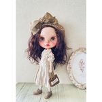 【受注製作】ブライスアウトフィット blytheoutfits コットンリネンワンピース&靴下&バッグセット/ネオブライス.オビツ22.ドール服
