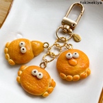 【再販】ミニチュア　フェイクフード　おめめ付き海の仲間たちパン　カニぱん　タコぱん　イカぱん　キーホルダー