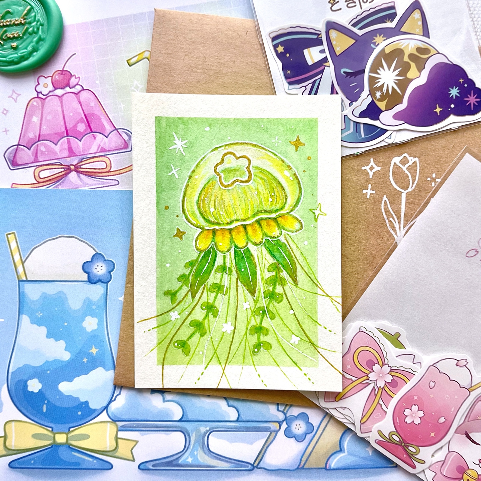宝石ラムネ 【原画】 ミニキャンバス アクリル画 - tokimeku