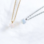 【天然石オパールの一粒ネックレス】虹白 ホワイト5mm サージカルステンレス 金属アレルギー対応 シンプル プレゼント ギフト