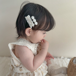 【tweed/mini  flower lace clip】　ベビー　赤ちゃん　ベビークリップ　キッズクリップ　ヘアクリップ  リボン　レース　100日祝　ハーフバースデー　お誕生日　結婚式に