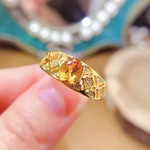 〖citrine〗天然 シトリン 黄水晶 透かし 繊細 パヴェ キラキラ 指輪 リング シルバー925 天然石